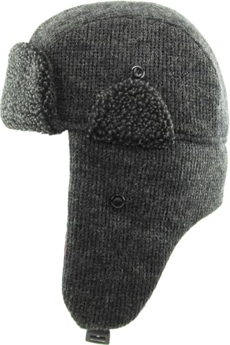 Wool Blend Aviator Trapper hat Trooper Ear Flaps Ushanka Eskimo Russian Warm Winter Cold… - color: Dark Gray Plaid Lining