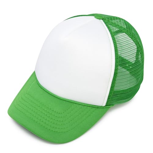 DALIX Two Tone Trucker Hat Summer Mesh Cap with Adjustable Snapback Strap - color: Green, size: One Size