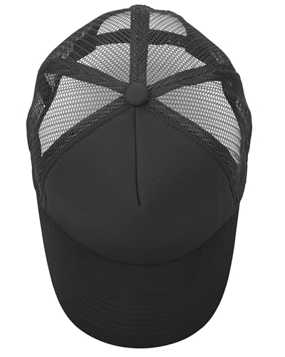 Gelante Polyester Foam Front, Mesh Back 5 Panel Sublimation Trucker Baseball Cap Snapback Hat - color: Black