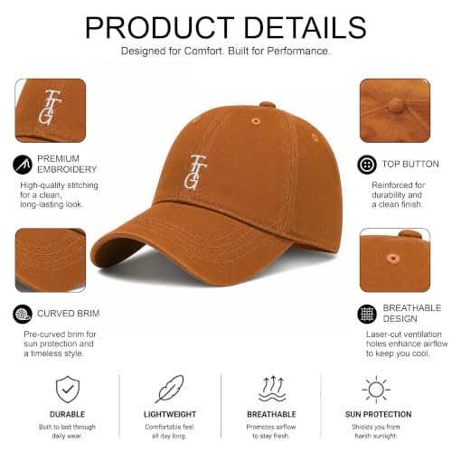 Kids Washed Cotton Baseball Cap, Unstructured Adjustable Toddler Hat for Boys & Girls - color: Brown