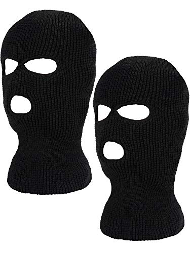 WILLBOND 2 Pieces Knitted Full Face Cover 3 Hole Mask Winter Balaclava Face Cover - color: Aterrimus, size: One Size