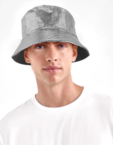 Metallic Bucket Hat Reversible Fisherman Packable Cap Unisex - color: Grey