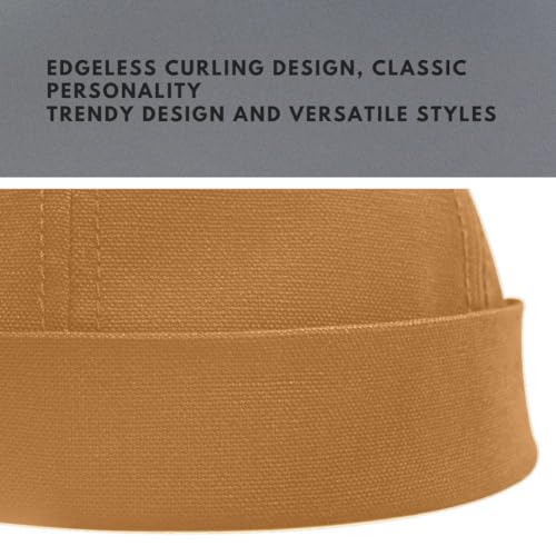 Docker Cap XXL Brimless Hat Oversize Retro No Brim Hats Plus Size Snapback Beanie - color: Khaki