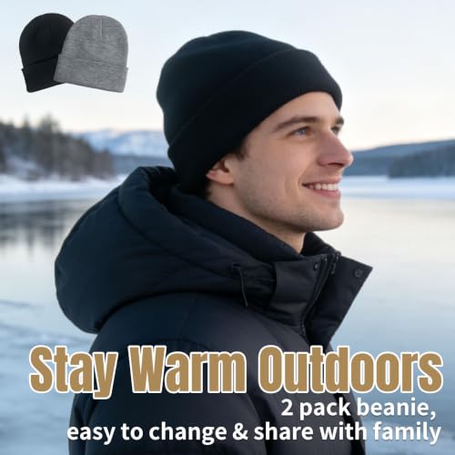 NPQQUAN 2 Packs Beanie for Men Women Winter Hats for Mens Beanie Skull Cap - color: Blue+blue