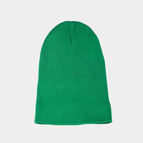 The Hat Depot - 100% Cotton Soft and Light Cuffed Skull Plain Daily Washed Beanie - color: Kelly Green 2