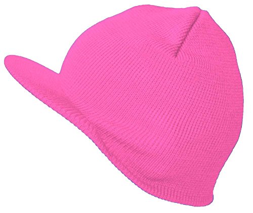 TOP HEADWEAR Winter Cuffless Beanie Visor - color: Hot Pink