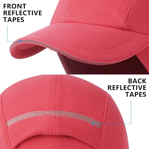 GADIEMKENSD Women's Winter Reflective Fleece Ponytail Hat with Drop Down Ear Warmer - color: Red, size: 7-7 1/8