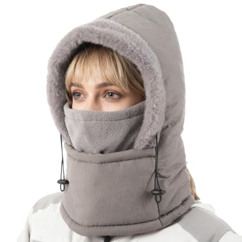 Balaclava Fleece Ski Mask, Windproof Face Cover for Men and Women - color: Grey