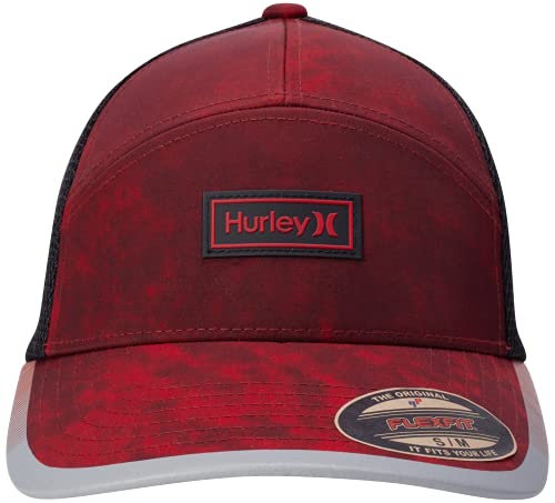 Hurley Men's Baseball Cap - Mission Curved Brim Fitted Trucker Hat - color: Red, size: Large-X-Large