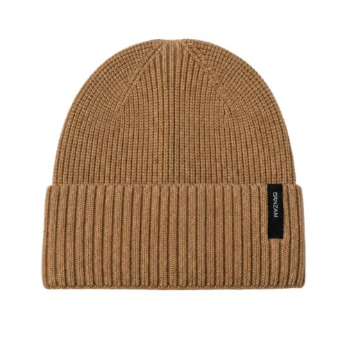 Beanie for Men Women Winter Ribbed Knit Hat Warm Cuffed Skull Cap - color: Beige