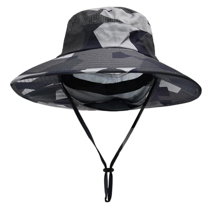 ZOORON Sun Hats for Men Women with Neck Flap Fishing UPF 50+ UV Protection - color: Camo Dark Grey
