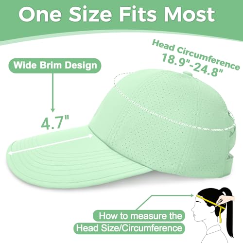 Women's Wide Brim Sun Hat with Ponytail Hole, UV Protection Criss Cross Sun Visor Hat, Lightweight & Quick-Drying Beach Cap - color: Mint Green
