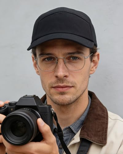 CLAPE Short Brim 5 Panel Hat, Low Profile Breathable Cotton Cap - color: Bs25dy07-black