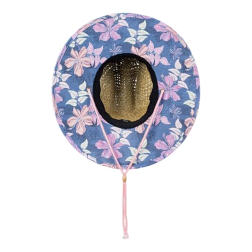 Roxy Girls' Pina to My Colada Woven Straw Hat | Wide Brim | Adjustable | Sun Protection | Beach | Vacation | Natural - color: Wild Wind Sunny Floral