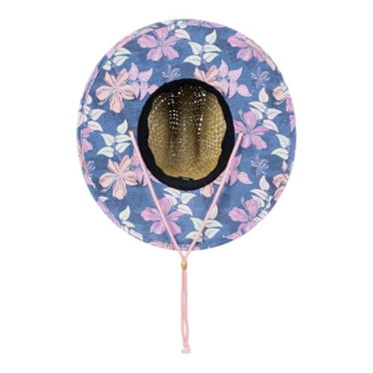 Roxy Girls' Pina to My Colada Woven Straw Hat | Wide Brim | Adjustable | Sun Protection | Beach | Vacation | Natural - color: Wild Wind Sunny Floral