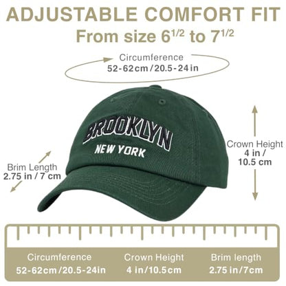E BY ELIDAN Brooklyn New York Baseball Cap, Embroidered Dad Hat - color: Dark Green
