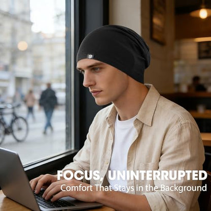 WTACTFUL 3-Pack Soft Viscose Slouchy Beanie Skull Cap for Men and Women - color: Black+black+black