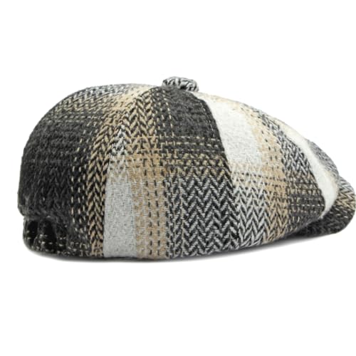 Mens Classic Newsboy Flat Cap Gatsby Ivy Cabbie Hat - color: B-beige