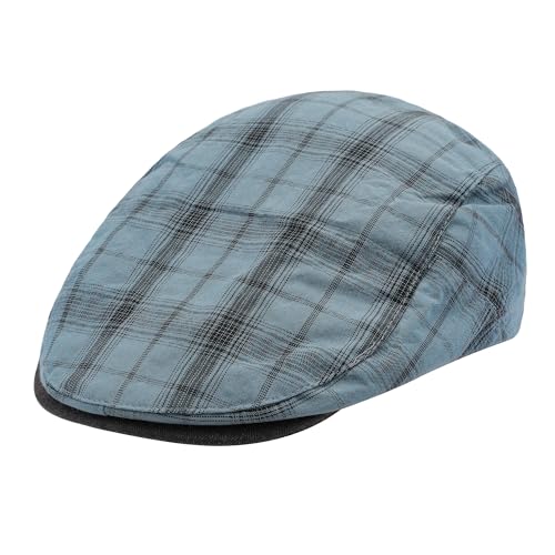 ZLYC Men Summer Flat Cap Scally Ivy Gatsby Newsboy Beret Driver Hat - color: Plaid Blue