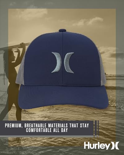 Hurley Mens Cap Del Mar Mesh Panel Trucker Hat with Snap Back - color: Navy