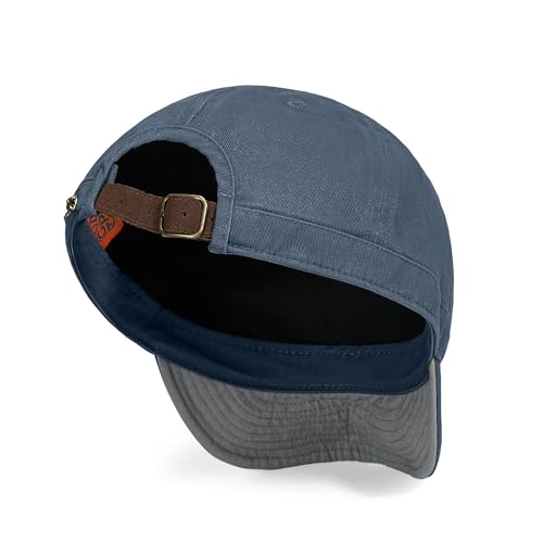 CLAPE Short Brim Baseball Cap for Men, Cotton Adjustable Travel Hat - color: Clsb06-washed Blue