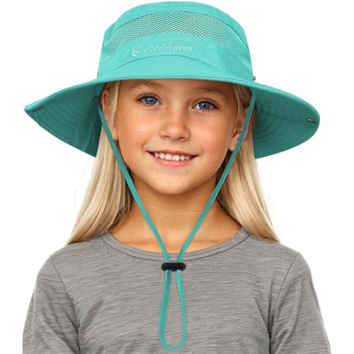 Century Star Outdoor Kids Sun Hat UPF 50+ Quick Dry Adjustable Bucket Hat Windproof Waterproof Beach Fishing Safari Hat - color: Lake Blue