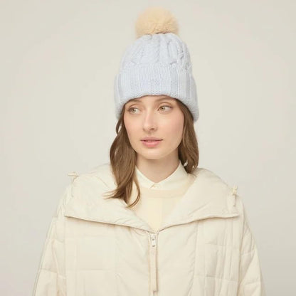 Tilley Unisex Adult Pom Pom Cable Beanie - color: Ice Blue, size: One Size