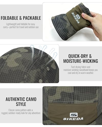 CLAPE Short Brim Cap for Men, Camouflage Quick Dry 5 Panel Running Hat - color: Bssd2577-brown