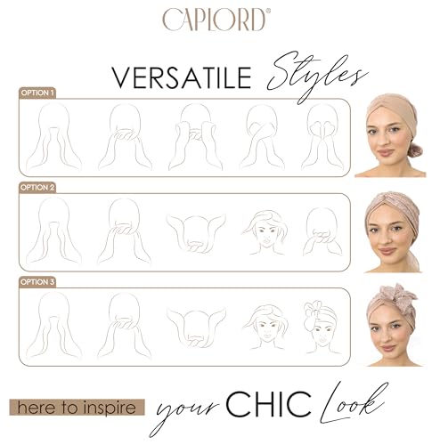 CAPLORD Chemo Headwrap for Women Turban Headwear for Cancer Patients Skull Cap Hair Loss Cover Lightweight Head Covering Hat - color: Beige Texture