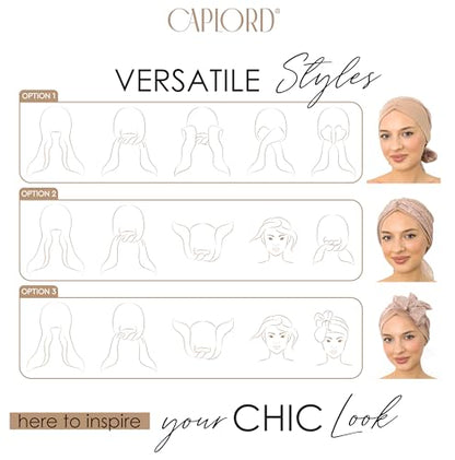 CAPLORD Chemo Headwrap for Women Turban Headwear for Cancer Patients Skull Cap Hair Loss Cover Lightweight Head Covering Hat - color: Beige Texture