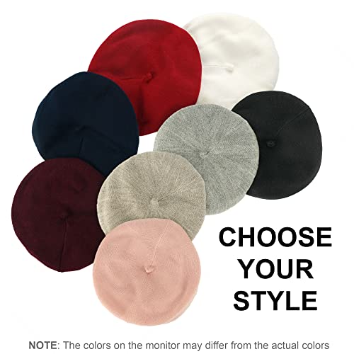 Beret - Warm Lined Wool Angora Knit Berets - French Paris Hat for Women - color: Light Coffee
