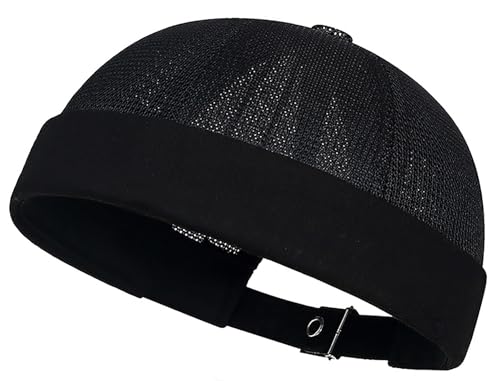 DIYDECAL Mens Mesh Brimless Cap,Summer Skullcap Docker Beanie Hat - color: Black