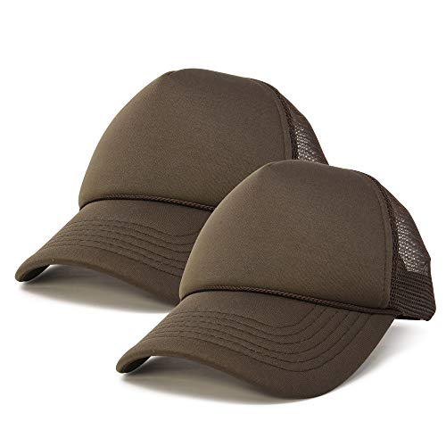 DALIX Solid Blank Trucker Hats Caps 2 Pack - color: Brown