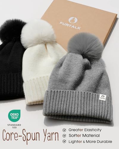 FURTALK Baby Winter Hat Toddler Beanie Infant Newborn Warm Pom Pom Cap - color: Beige+gray+black, size: 0-6 Months