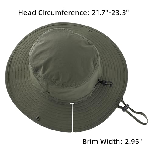 Connectyle Sun Hat for Men Women Outdoor UV Protection Safari Hat for Fishing Hiking Gardening Breathable Cowboy Hat UPF50 - color: Army Green