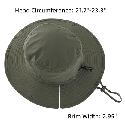 Connectyle Sun Hat for Men Women Outdoor UV Protection Safari Hat for Fishing Hiking Gardening Breathable Cowboy Hat UPF50 - color: Army Green