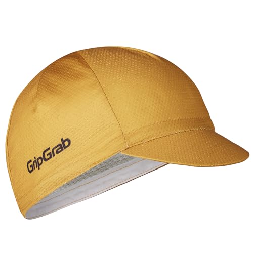 GripGrab Summer Cycling Cap - UV Protection Under-Helmet Bicycle Visor Hat - color: Mustard Yellow, size: Small-Medium