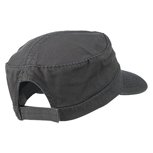 Garment Washed Adjustable Army Cap - color: Charcoal Grey Osfm