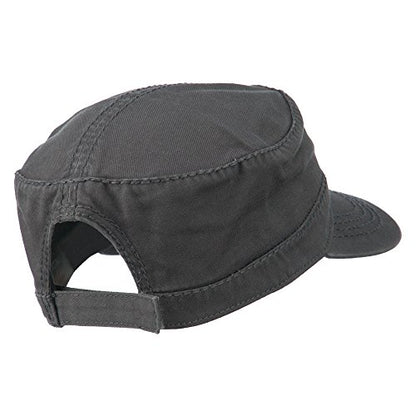 Garment Washed Adjustable Army Cap - color: Charcoal Grey Osfm