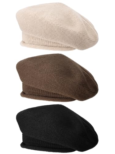 3/6 Pcs Beret Hats for Women - color: Natural Color, size: Medium