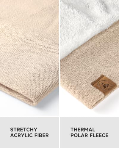 OZERO Mens Winter Hat, Fleece Lined Cuffed Beanie for Men and Women - color: Beige