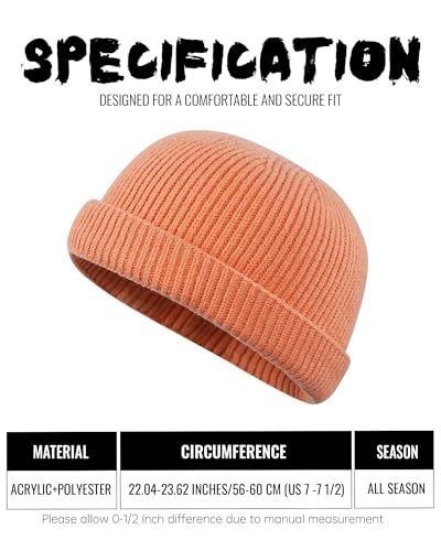 Croogo Brimless Hat Beanie Docker Cap Rolled Cuff Worker Sailor Skullcap - color: Ct47-swag Orange