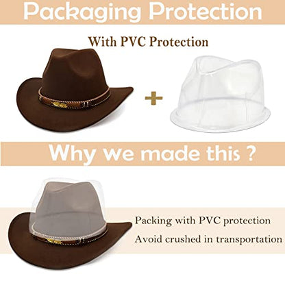 Western Cowboy Hat Wide Brim Outdoor Fedora Hat - color: Coffee