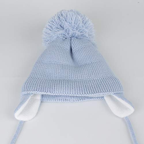 Baby Toddler Beanie Earflap Winter Hat Fleece Lined Knit Cap Girls Boy - color: Blue, size: 2-5T