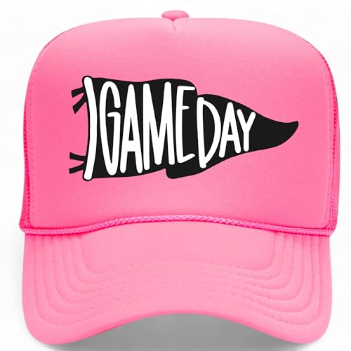 Game Day Flag Hat - color: Neon Pink Foam Mesh Back