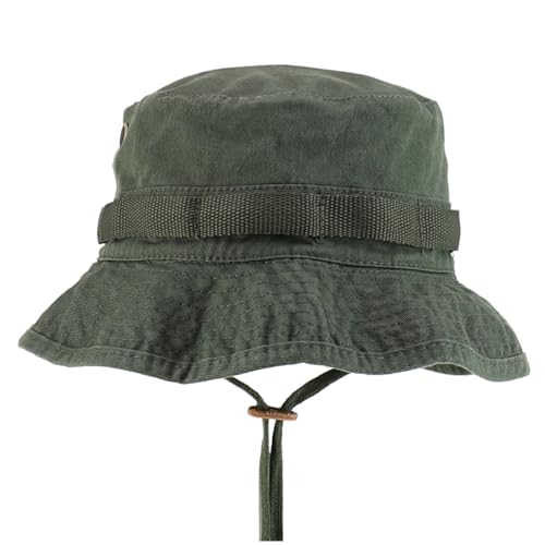 Armycrew 100% Washed Cotton Boonie Hat with Chin Strap - color: Olive, size: Medium