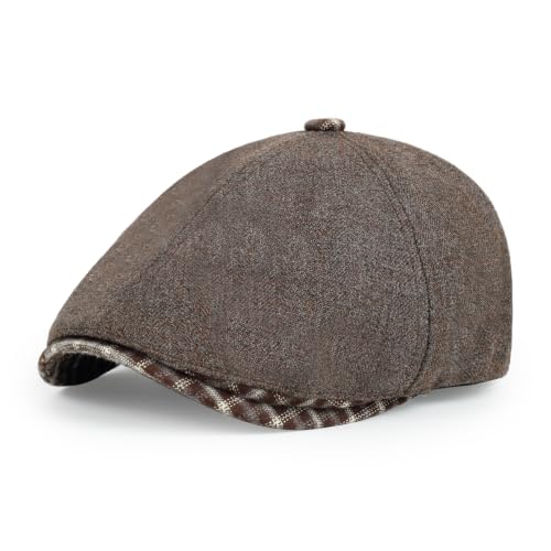 Newsboy Cap for Men Adjustable 6 Panel Flat Hat - color: G2#-blackcoffee