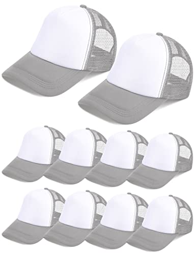 Tarpop 10 Pcs Sublimation Blank Trucker Hats Bulk - color: Grey and White