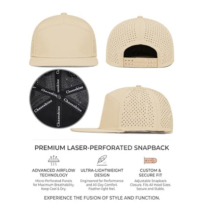 4 Inclusive Sizes Flat Bill Performance Trucker Hat Men Women, 7 Panel Snapback Running - color: 18.khaki