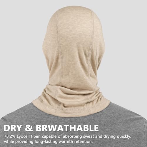 Summer Cooling Balaclava UPF 50+ Full Face Cover Lightweight for Men Women - color: Oatmeal